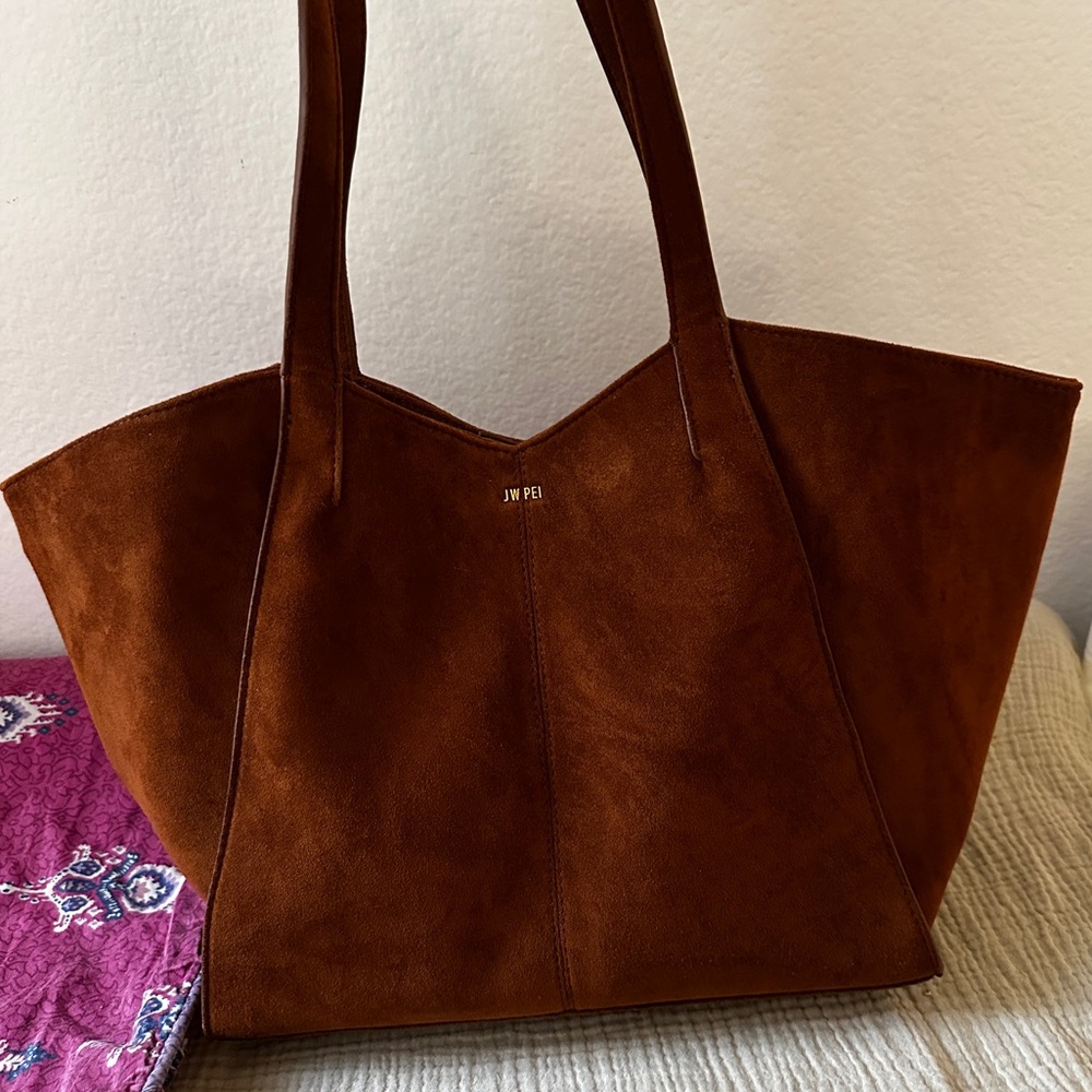 JW PEI Kiana Brown Faux Suede Tote Bag - Classic Everyday Carry